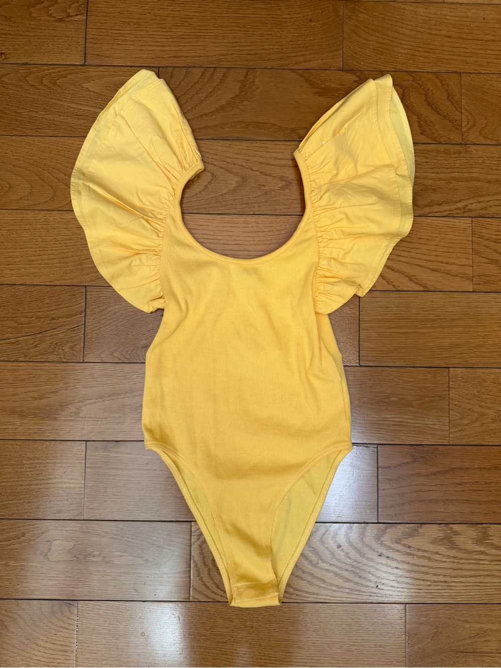 Zara Yellow Flutter-Sleeve One-Piece